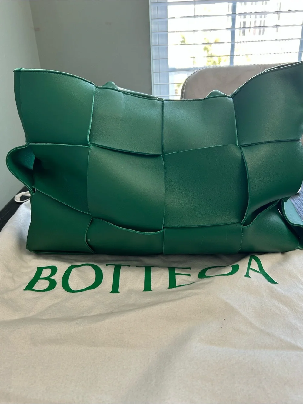 Bottega Veneta Emerald Green Suede Intrecciato Tote